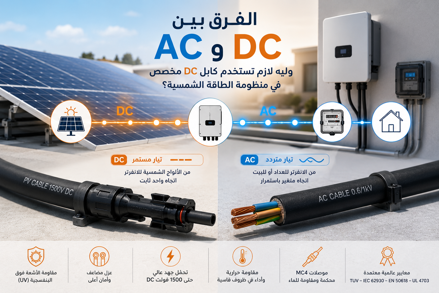 The difference between AC and DC cables and why you should use a dedicated DC cable in the solar system?